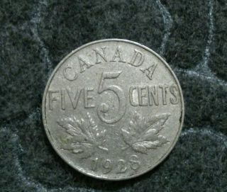 1928 Canada 5 Cents Sharp Detail Great Eye Appeal photo