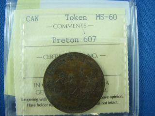 1892 Token Breton 606 P.  O Tremblay Success To The Numismatics Of Canada Ms 60 photo