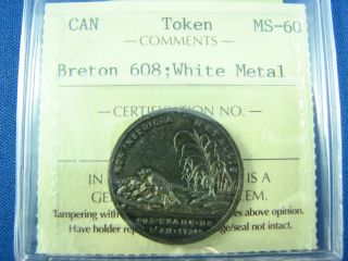 1890 Token Br 608 White Metal Montreal Witness Canada Prize Competition Ms 60 photo