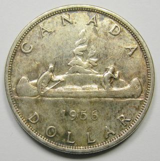 1956 Silver Dollar Au - 50 Scarce Date Low Mintage Undervalued Key Canada $1.  00 photo