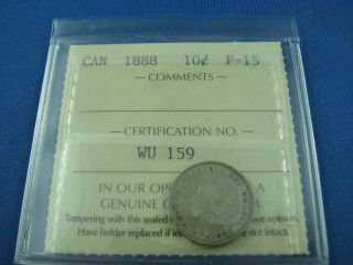 1888 Canada 10 Cents F 15 Iccs photo