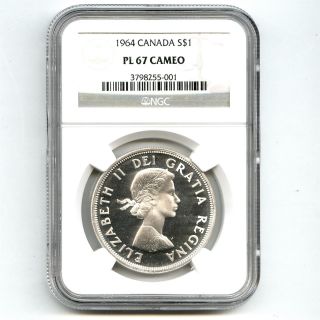 1964 Ngc Pl67 Cameo Canada $1 Silver Dollar Proof Like Tied For Finest Known photo