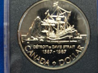 1987 Canada Silver Proof Dollar Detroitde Davis Strait 1587 - 1987 photo