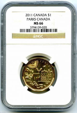2011 Canada Parks Centennial Loon Loonie Dollar Ngc Ms66 Uncirculated Rare Pop photo