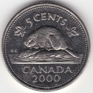 2000 Canada 5c Coin - Extra Metal Rain Drop On Right Leaf - Should Be A Variety photo