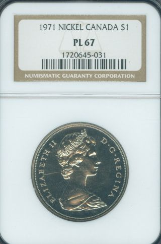 1971 Canada $1 Nickel Dollar Ngc Pl67 Finest Graded photo