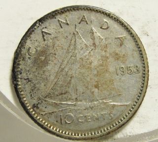 1953 Nsf 10c Canada 10 Cents,  Silver,  Canadian,  Dime 4345 photo