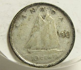 1943 10c Canada 10 Cents,  Silver,  Canadian,  Dime 4333 photo