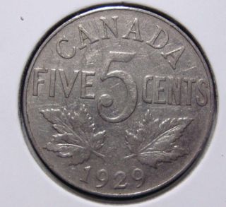1929 5c Canada 5 Cents,  King George V Nickel,  Canadian,  3376 photo