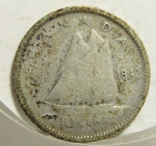 1942 10c Canada 10 Cents,  Silver,  Canadian,  Dime 4332 photo