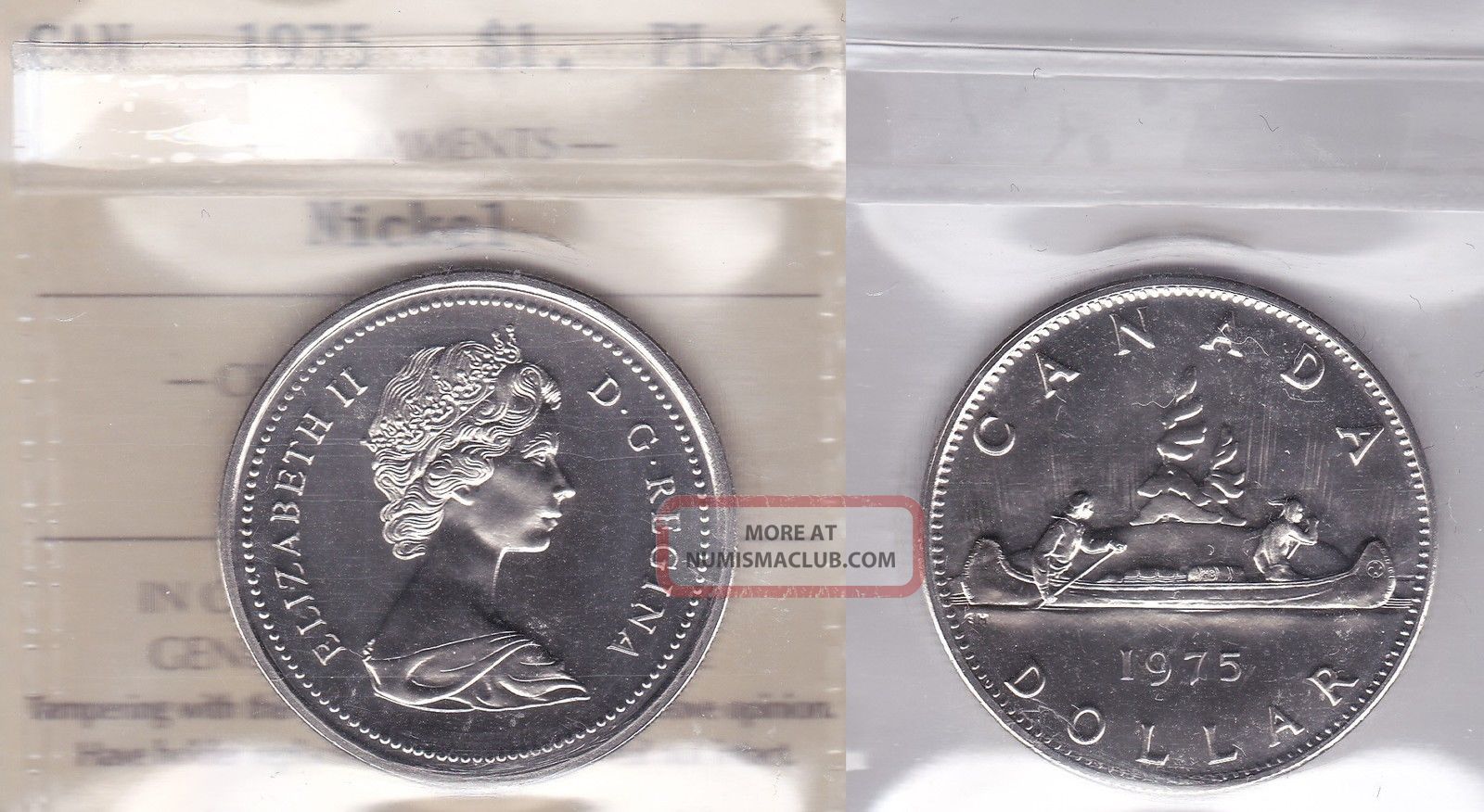 1975 Iccs Pl66 $1 (attached Jewel) Canada One Dollar Nickel