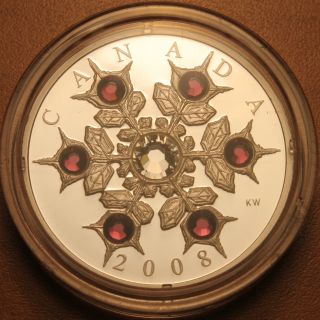 Canada 2008 $20 Silver Proof; Amethyst Crystal Snowflake; Swarovski Elements photo