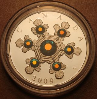 Canada 2009 $20 Silver Proof; Blue Crystal Snowflake; Swarovski Elements photo