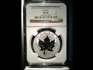 2004 Canada Maple Leaf Ngc Sp68 D - Day Silver $5 Coin photo