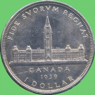 1939 Canada Silver Dollar Coin (23.  33 Grams, .  800 Silver) No Tax photo