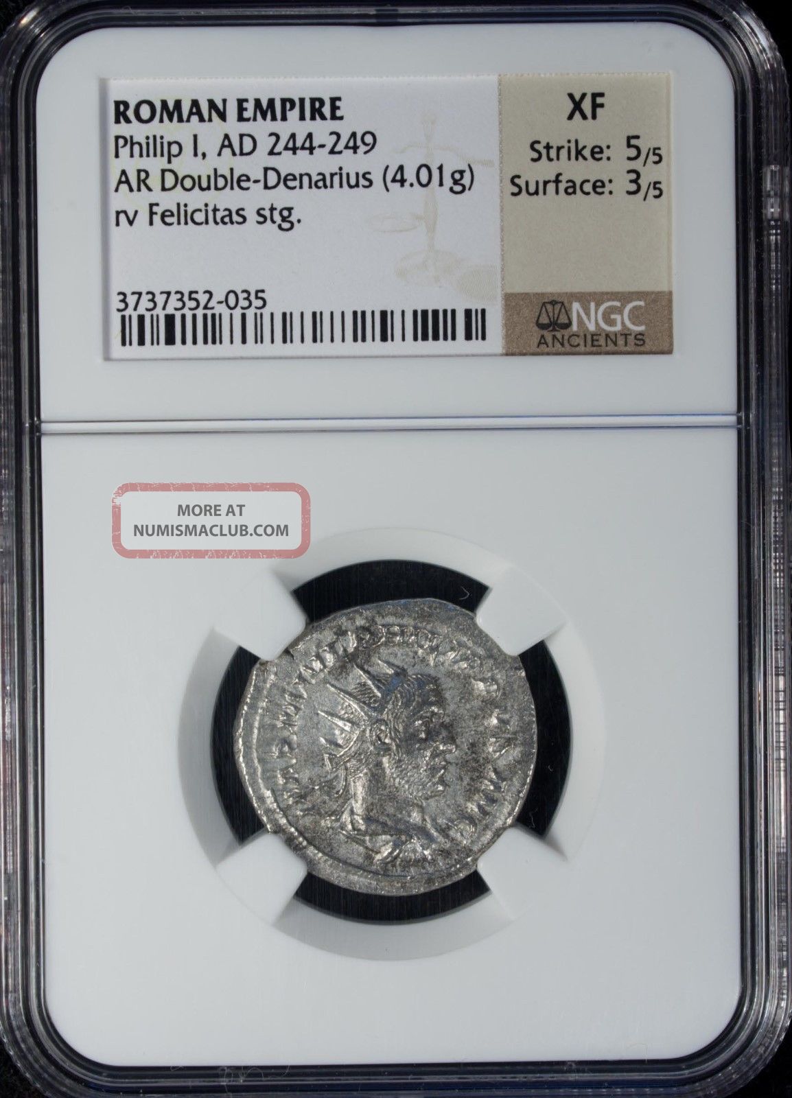Ad 244 - 249 Roman Empire Philip I Ar Double - Denarius Ngc Xf Coins: Ancient photo