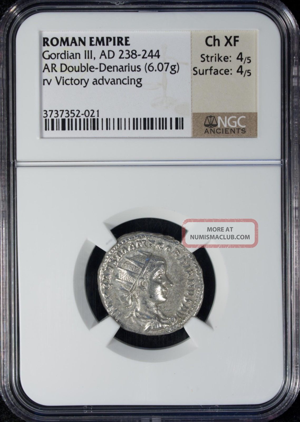 Ad 238 - 244 Roman Empire Gordian Iii Ar Double - Denarius Ngc Ch Xf Coins: Ancient photo
