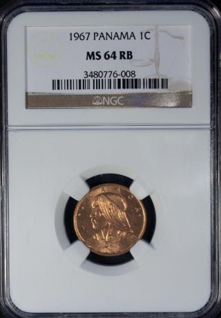 1967 Panama 1 Centesimo Ngc Ms 64 Rb Unc Bronze photo