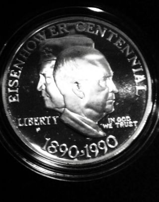 U.  S.  1990 P Eisenhower Centennial Silver Proof Dollar Commemorative photo