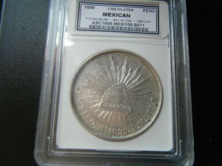 1899 Mexico Silver Cap & Rays Mexican Libertad Peso photo