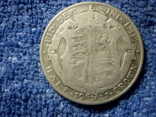 England: Scarce Silver Half Crown: Scarce 1922 About Very Fine photo