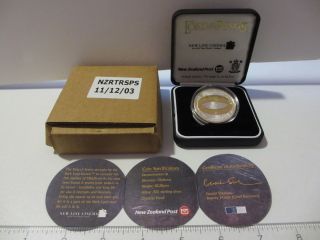 2003 Lord Of The Rings $1.  00 Silver Proof Coin, ,  Display Case,  & Box photo