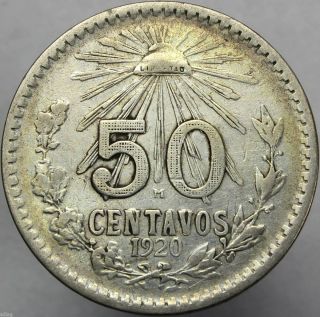 1920 - M 50 Centavos Mexico Silver (. 720) 27 Mm 8.  33 G Km 447 - Fine 69746 photo