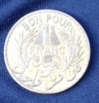 Tunisia - Franc - 1926 Coin 1 Franc Bon Pour Vintage photo