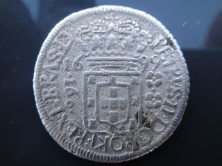 Brazil 1699 Silver Coin 160 Reis D.  Petrus Ii Svbq Rare photo