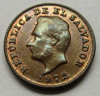 El Salvador 1 Centavo Coin 1972 Km 135.  1 Head Of Francisco Morazan photo