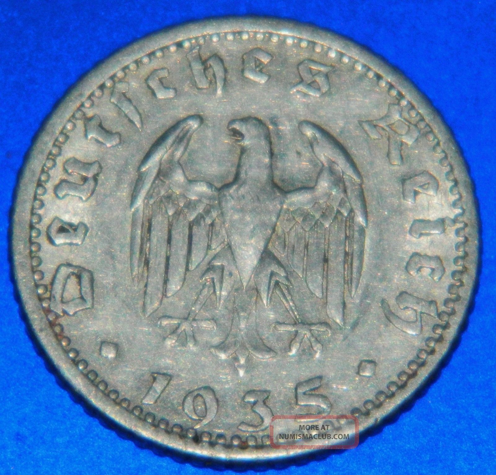 Hitlers Germany Third Reich 1935 F Fifty Reichspfennig Aluminum Piece Grading Xf Germany photo