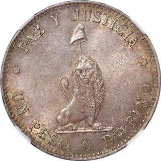 Paraguay 1889 Republic Silver Peso Ngc Ms - 62 photo