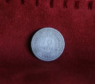 British Honduras 10 Cents 1936 Silver World Coin Rare Low Mintage 30,  000 Belize photo