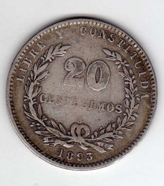 Uruguay 20 Centesimos 1893,  Silver photo