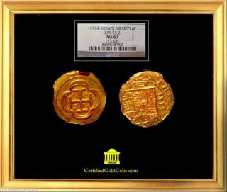 Mexico Gold Coin 1714 4 Escudos Strong Strike Ngc 62 photo