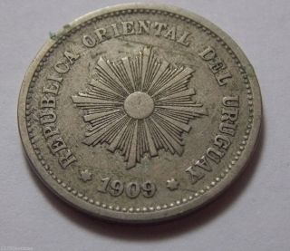 1909 Uruguay 5 Centesimos Coin photo