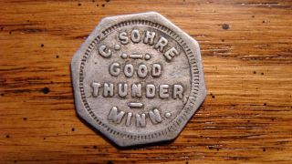 C.  Sohre Good Thunder,  Minnesota Mn 5¢ Trade Token General Store 1909 - 1912 photo