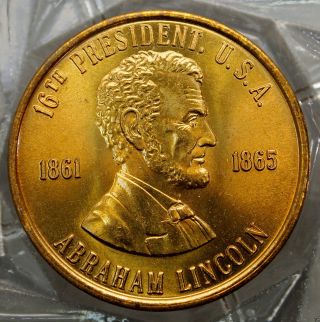 Abraham Lincoln 16th President Of The U.  S.  A.  Brass Collectors Token. . .  10673 photo