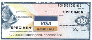 Usa 50 Usd Visa 1987 Specimen Travelers Check Travellers Cheque Gem Unc Look photo