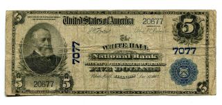 1902 $5 National Bank Note White Hall National Bank White Hall Il 7077 Vg photo
