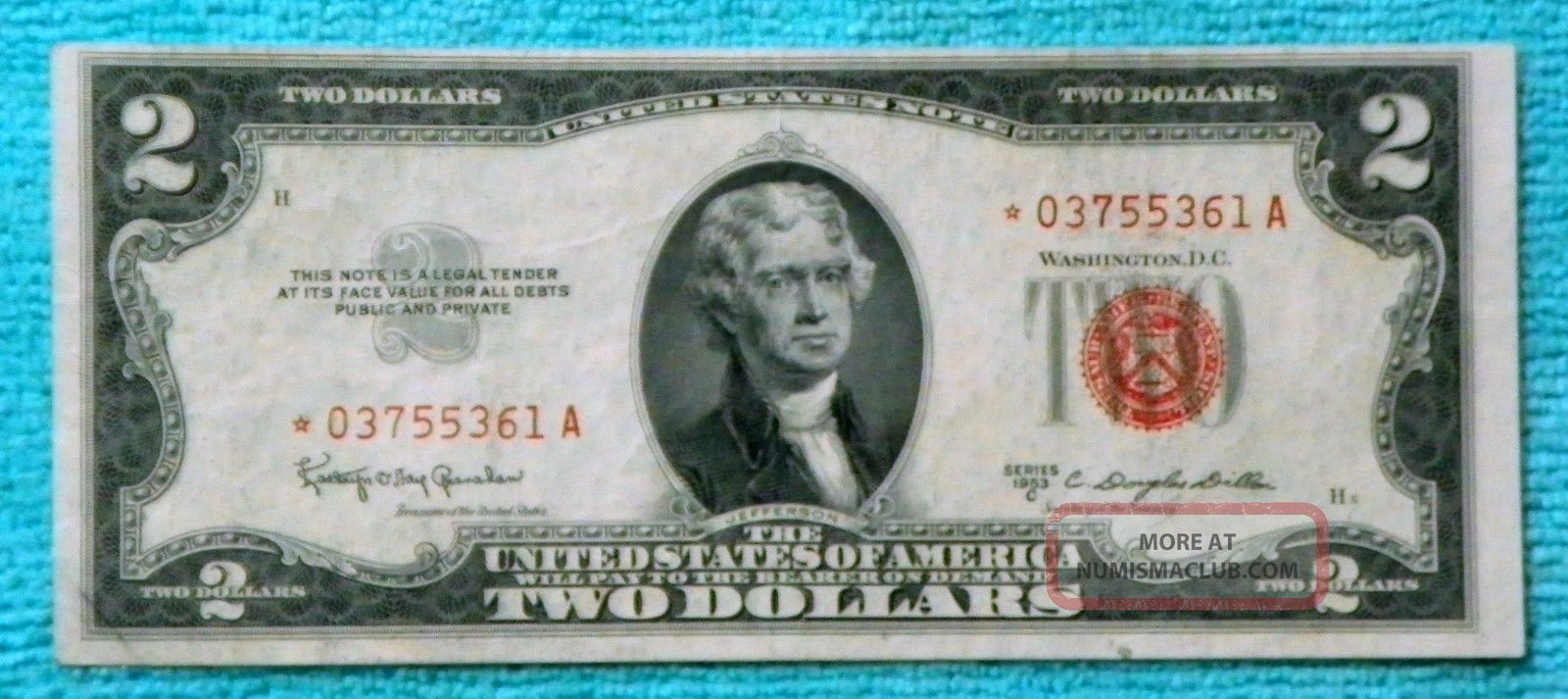 C Star Red Seal Note Two Dollar Bill Rs