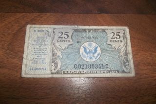 Mpc Note Series 472 25 Cents Military Payment Certificate 1947 1948 photo