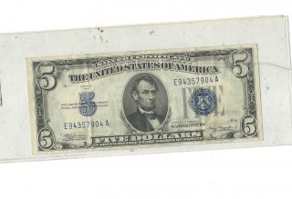 1934 - A 5 Dollar Silver Certificate photo