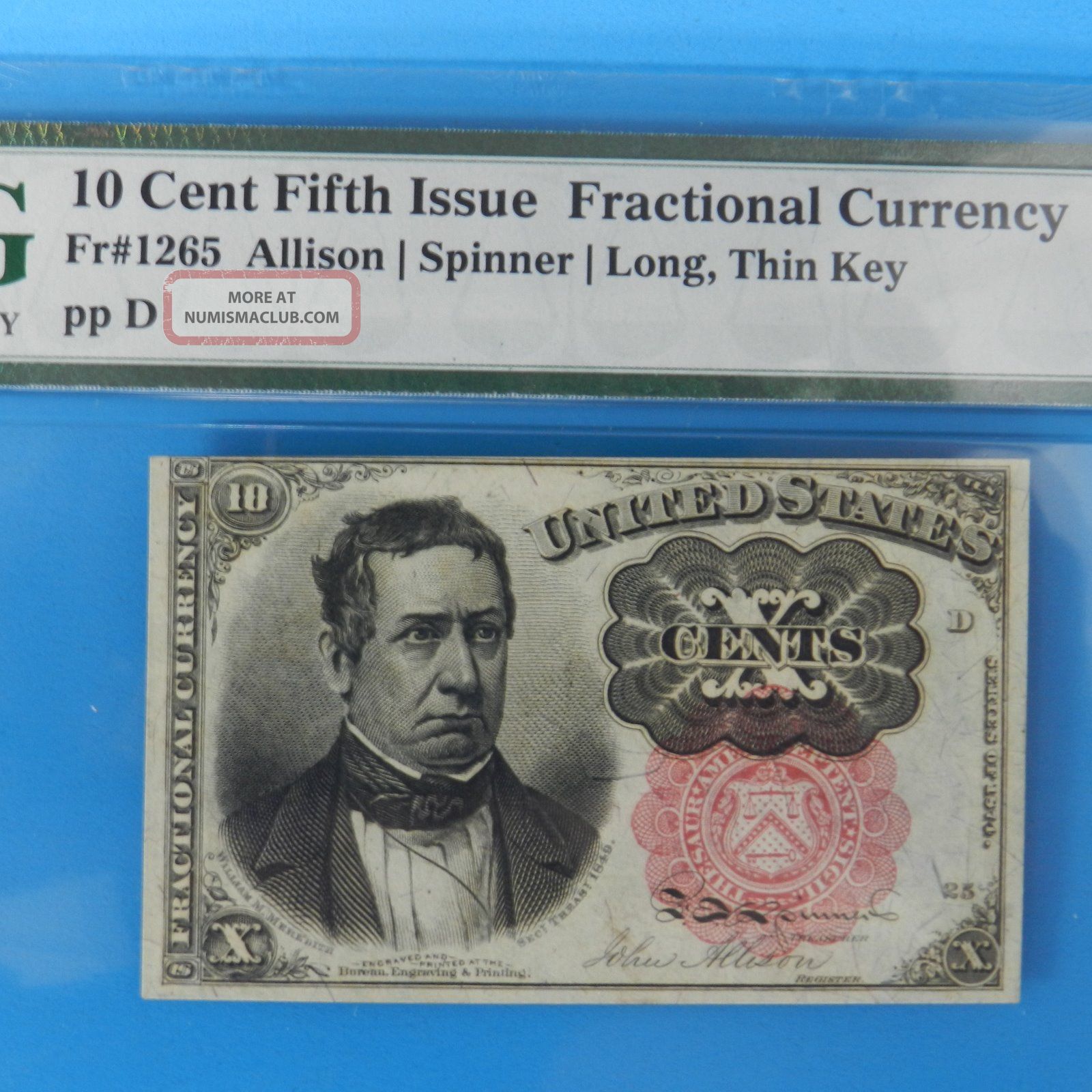 10 Cent Fifth Issue Fractional Currency Pmg 63 Epq Choice Unc Fr 1265