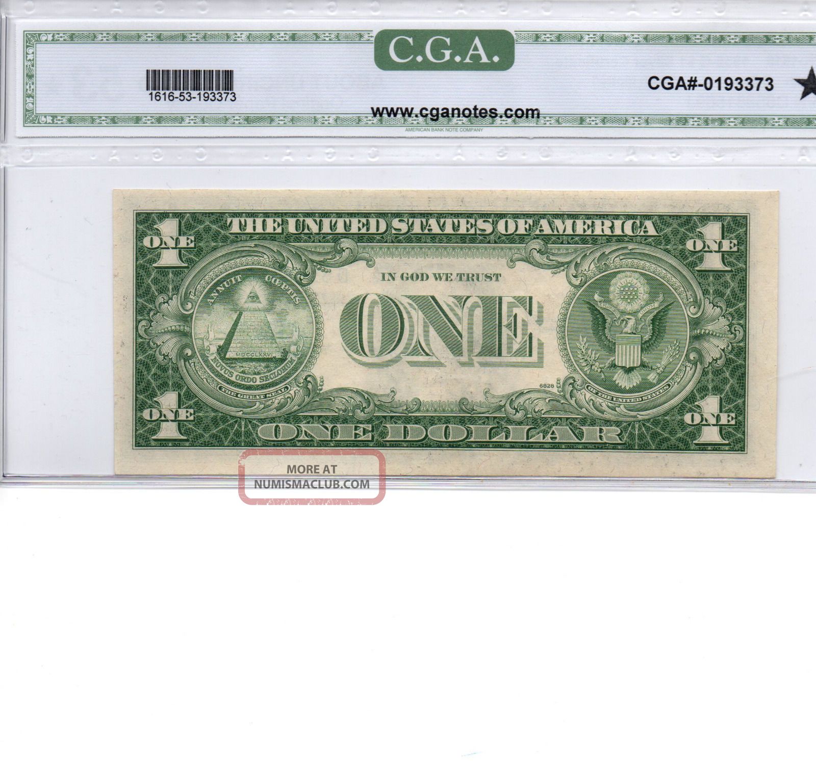 1935g $1 00 Silver Certificate quot With Motto quot Cga Graded Au