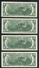 1976 $2 Green Gorgeous Crisp Uncirculated 4 Consecutive Dallas Tx Two Dollars Small Size Notes photo 1