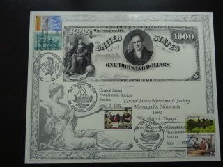 1992 Bep.  Central States Numismatic Society $1000 Note Intaglio Print photo