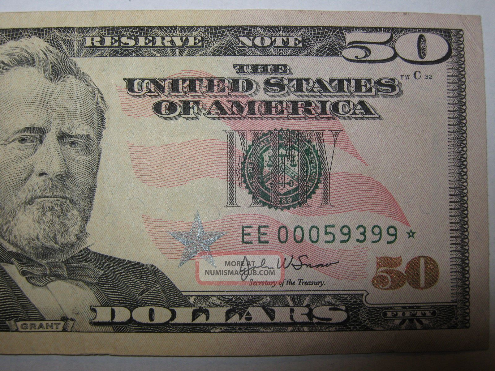 2004 Fifty Dollar Bill ($50) Star Note F - 2128e Serial 59399
