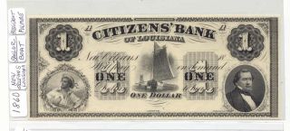 1860 $1 Citizen ' S Bank Of Orleans President Fillmore Sailboat Sailor C - 102 photo