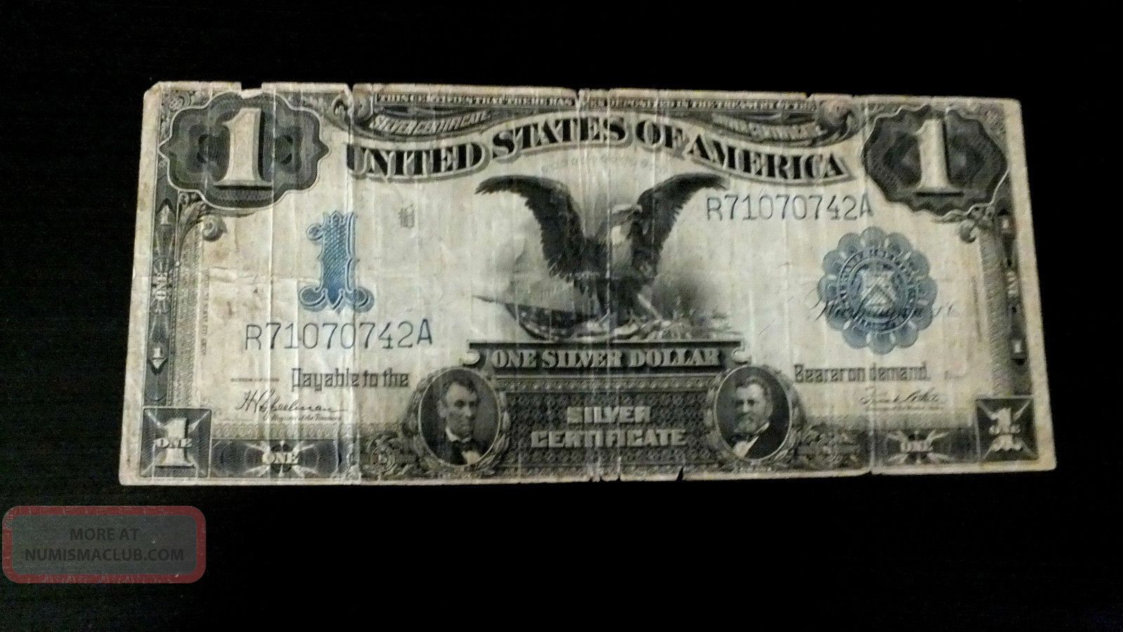 1899 $1 One Dollar Black Eagle Silver Certificate Speelman/white Signed Large Size Notes photo